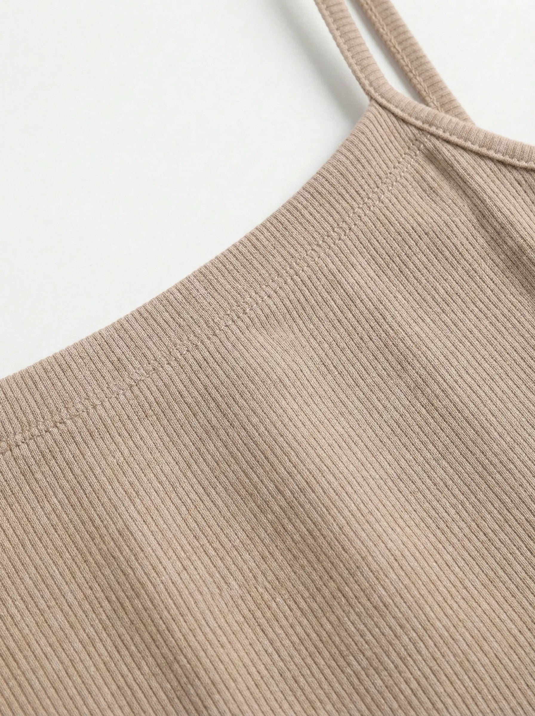 Ribbed knit top beige