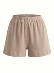 Rib knit shorts  beige