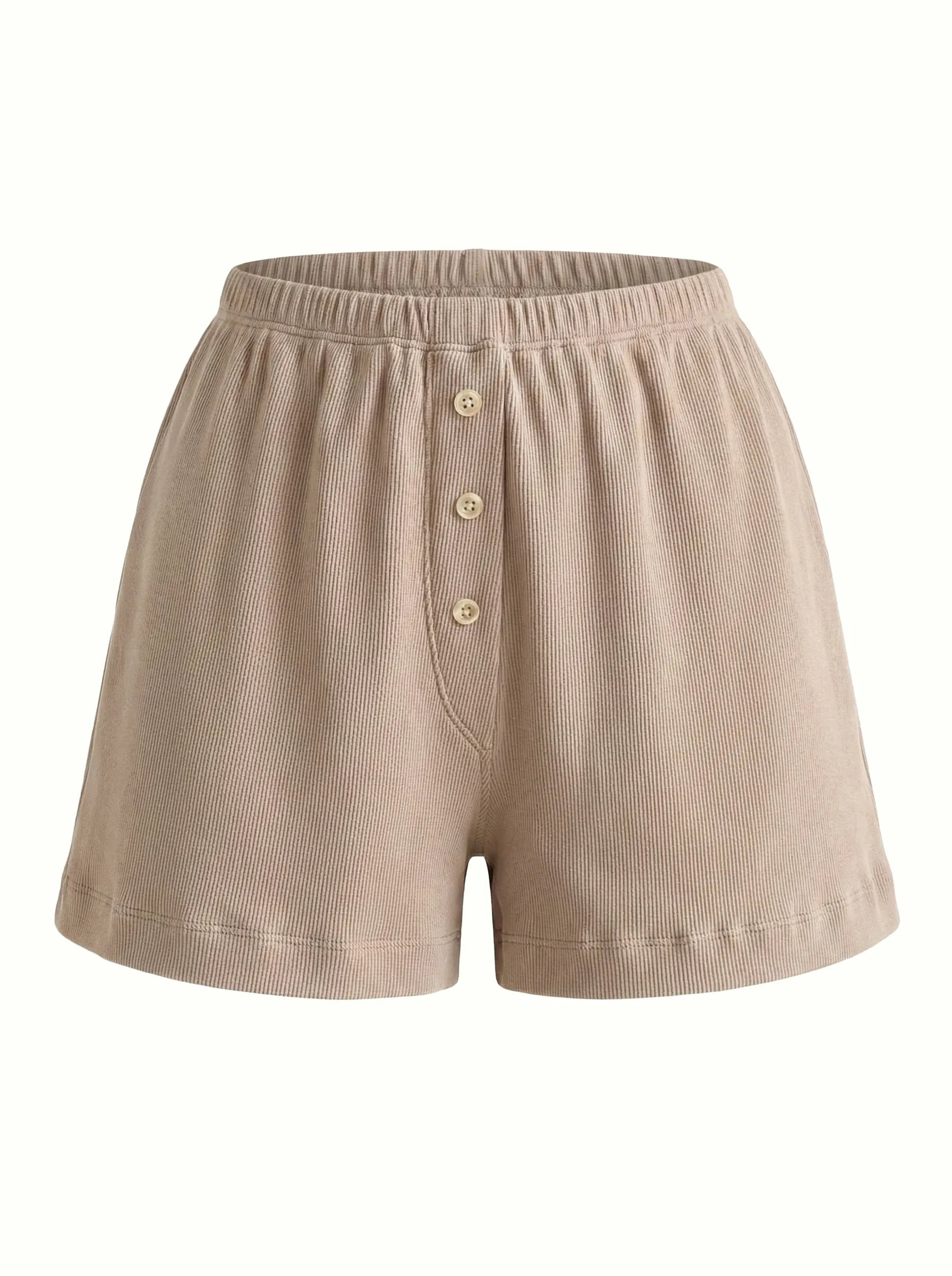 Rib knit shorts  beige