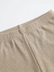 Ribbed knit mini shorts beige