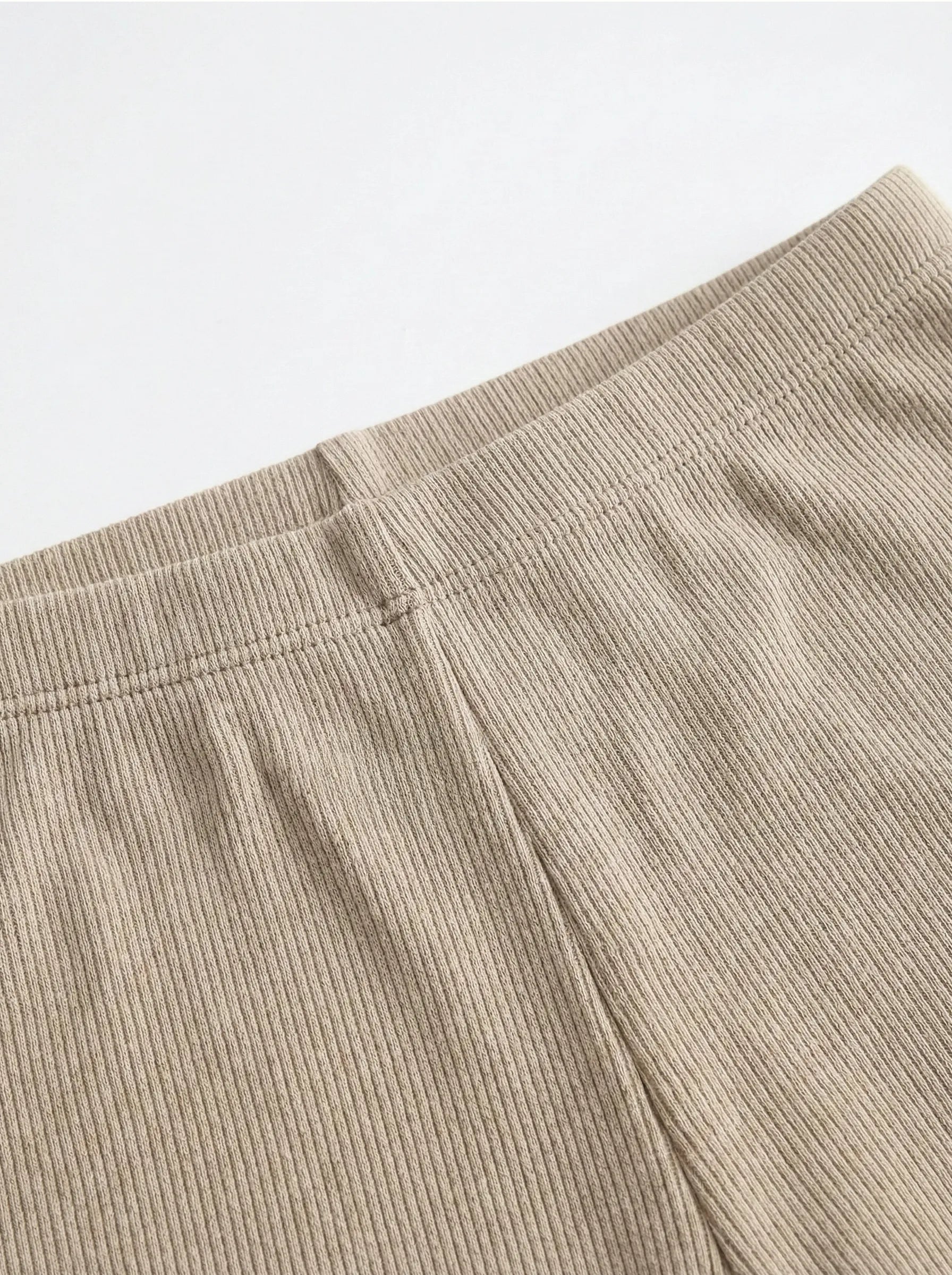 Ribbed knit mini shorts beige