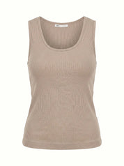 Beige Ribbed T-Shirt