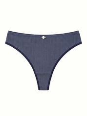 Lingerie Thongs Blue Ribbed