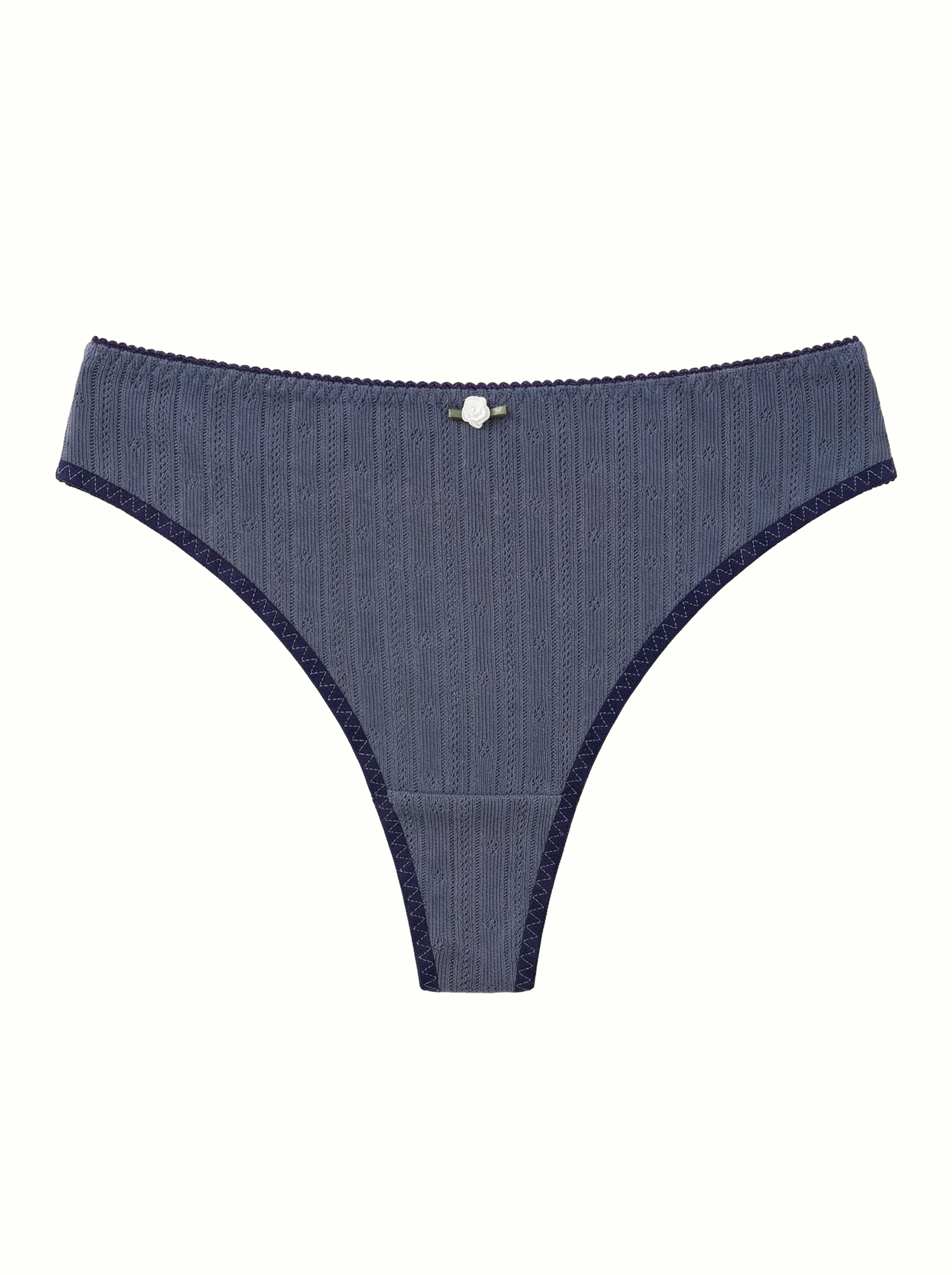 Lingerie Thongs Blue Ribbed