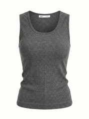 Rib knit T-shirt anthracite