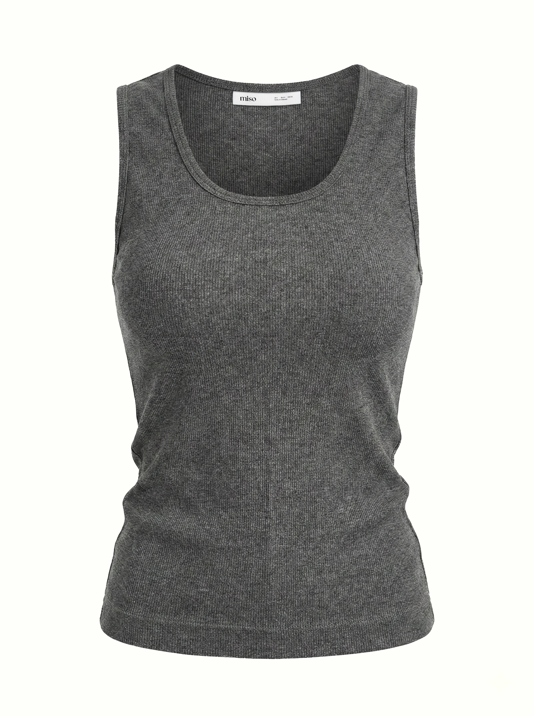 Rib knit T-shirt anthracite