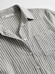 Dark gray striped muslin shirt and pants suit