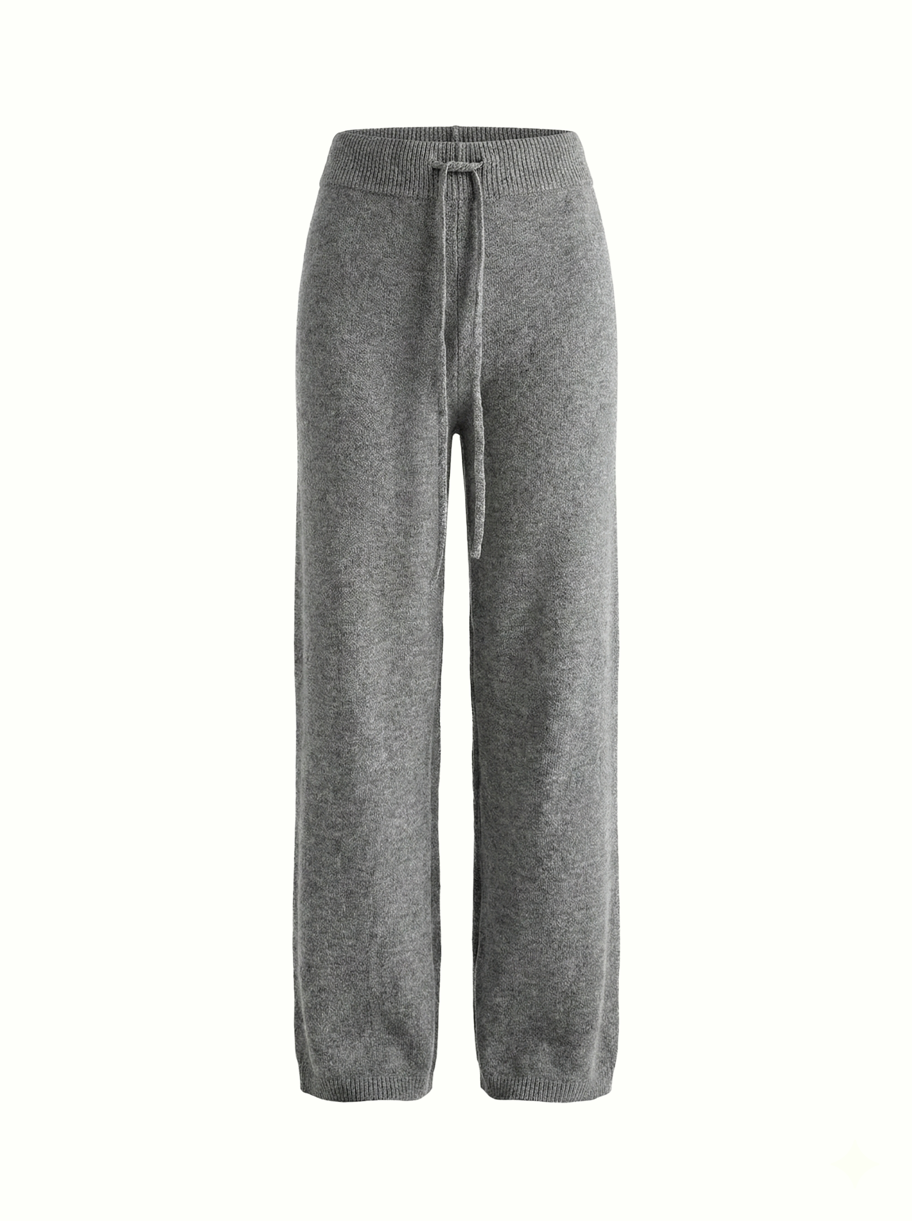 Set knitted cardigan with belt and gray pants