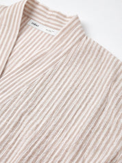 Muslin set 2-layer kimono and shorts striped beige