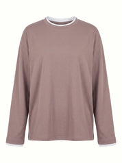 Longsleeve with white trim, cappuccino