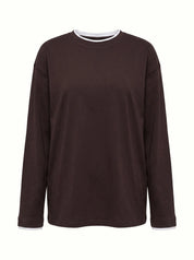 Longsleeve with white trim, brown