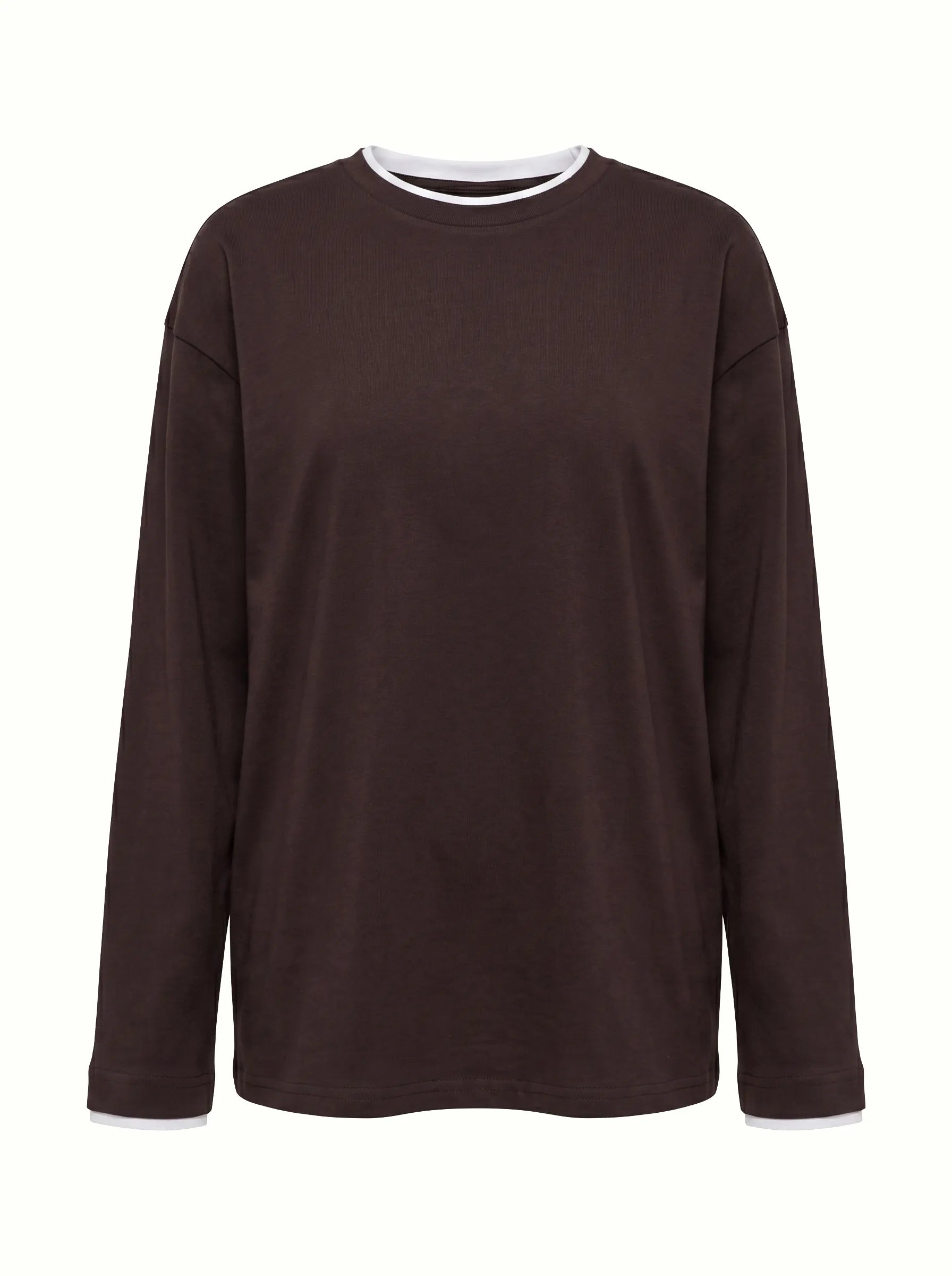 Longsleeve with white trim, brown