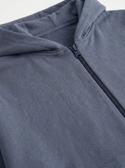 Cotton Sweatshirt with a hood and a zipper, knitwear 3-ply, blue