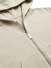 Cotton Sweatshirt with a hood and a zipper, knitwear 3-ply, beige