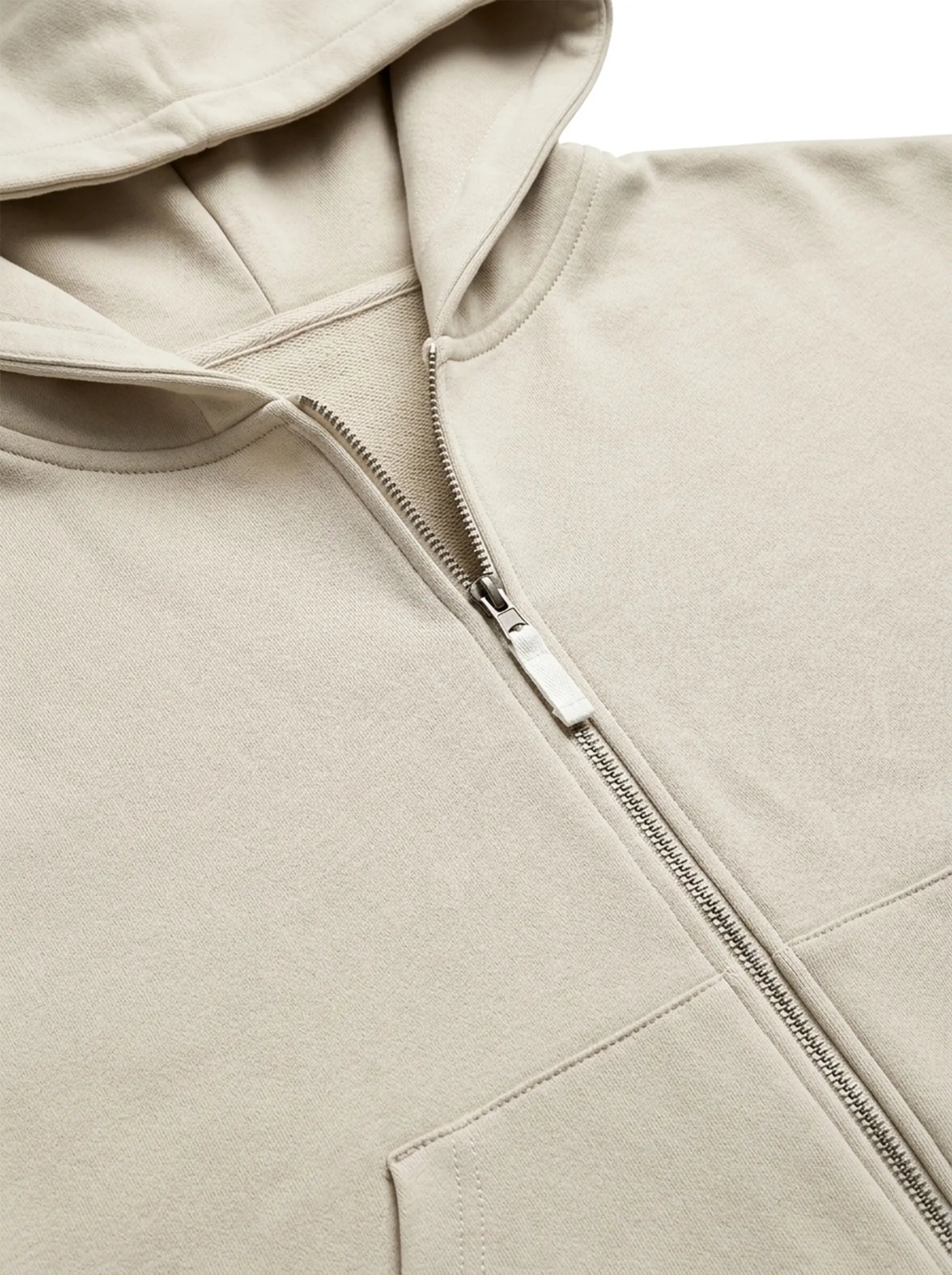 Cotton Sweatshirt with a hood and a zipper, knitwear 3-ply, beige