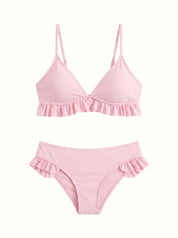 Swimsuit with ruffles, pink