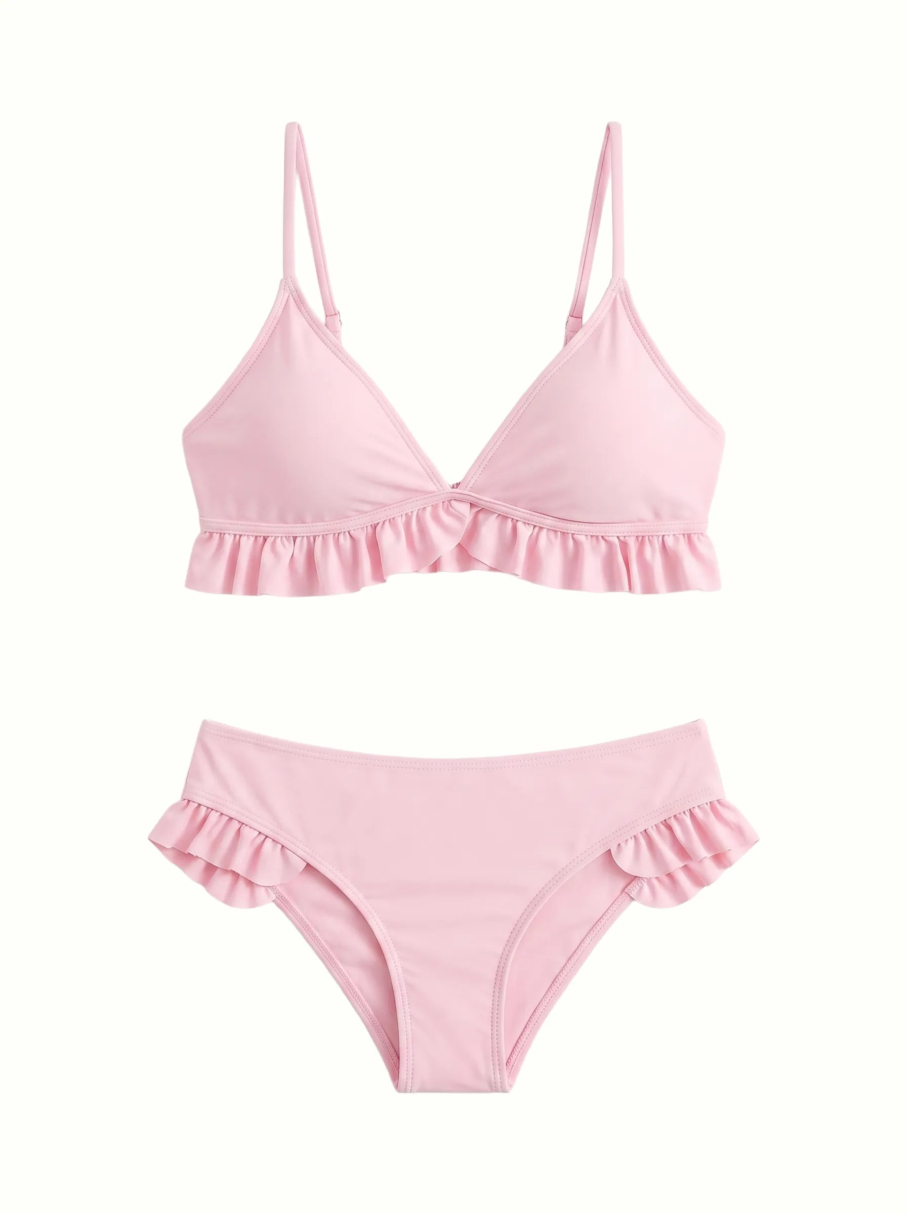 Swimsuit with ruffles, pink