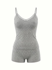 Viscose T-shirt and shorts set with lace