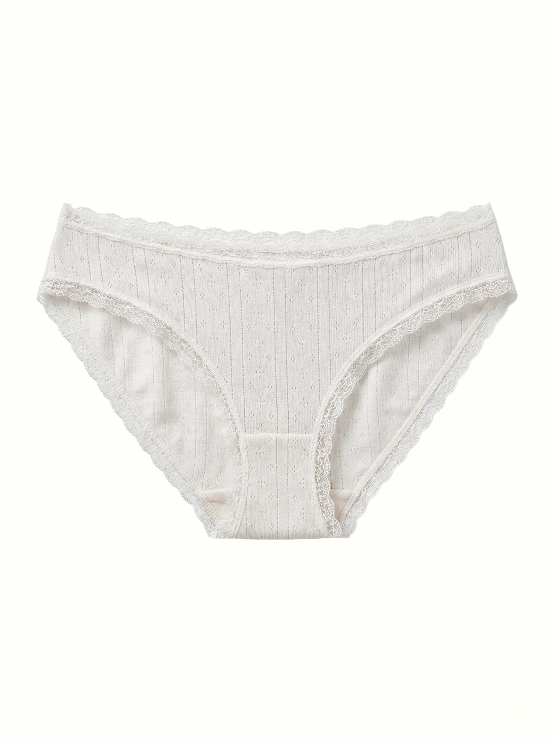 Underwear panties basic slips with lace white