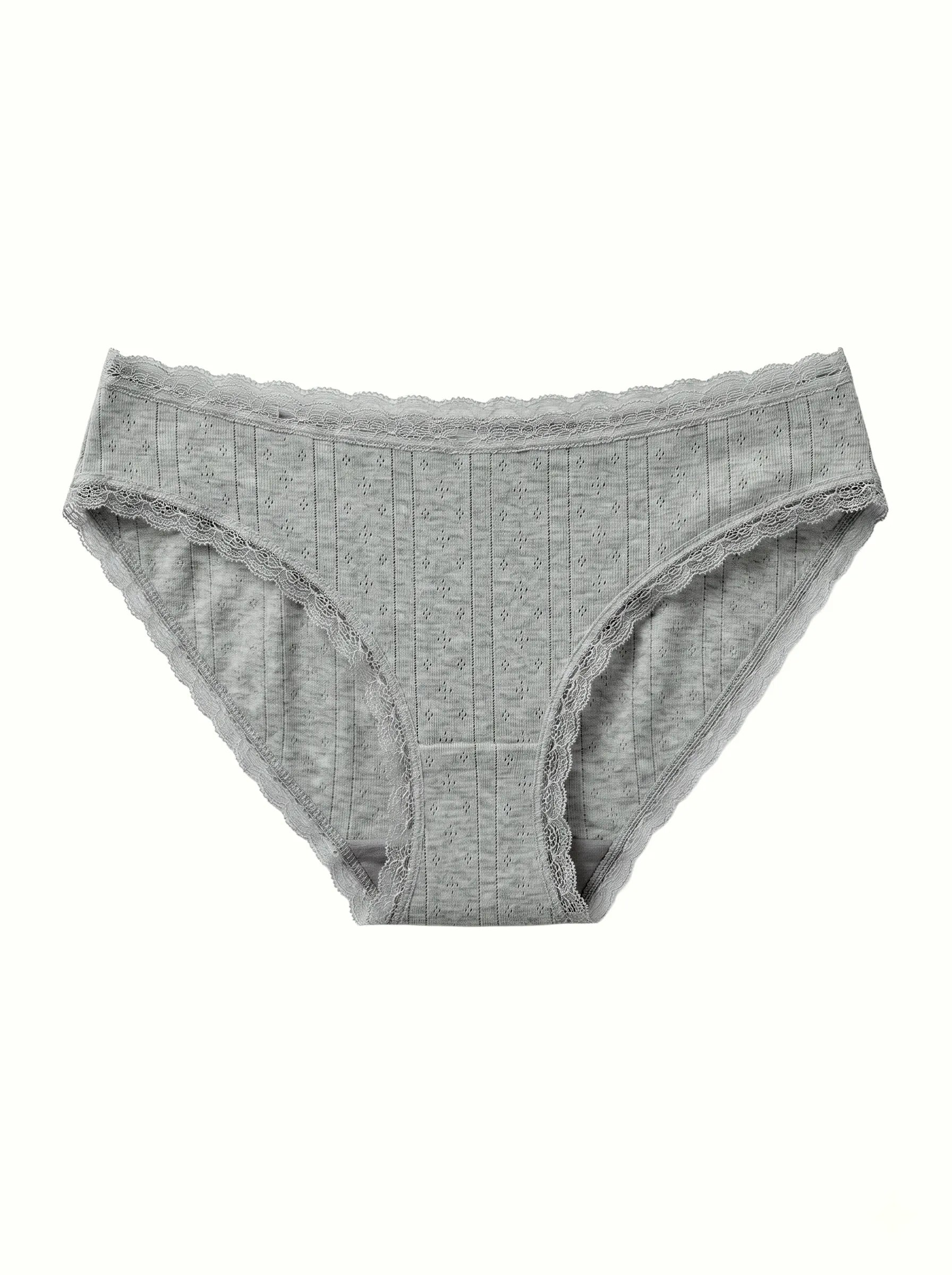 Underwear panties basic slips with lace gray