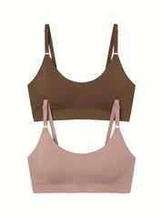 Set of 2 seamless tops (cappuccino, powder)