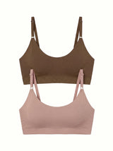 Set of 2 seamless tops (cappuccino, powder)