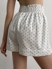 Suit shirt and shorts boiled cotton "black peas on white"