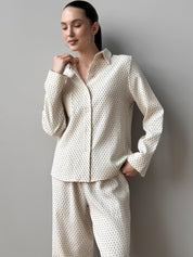 Suit shirt and pants "cotton quilted" milky