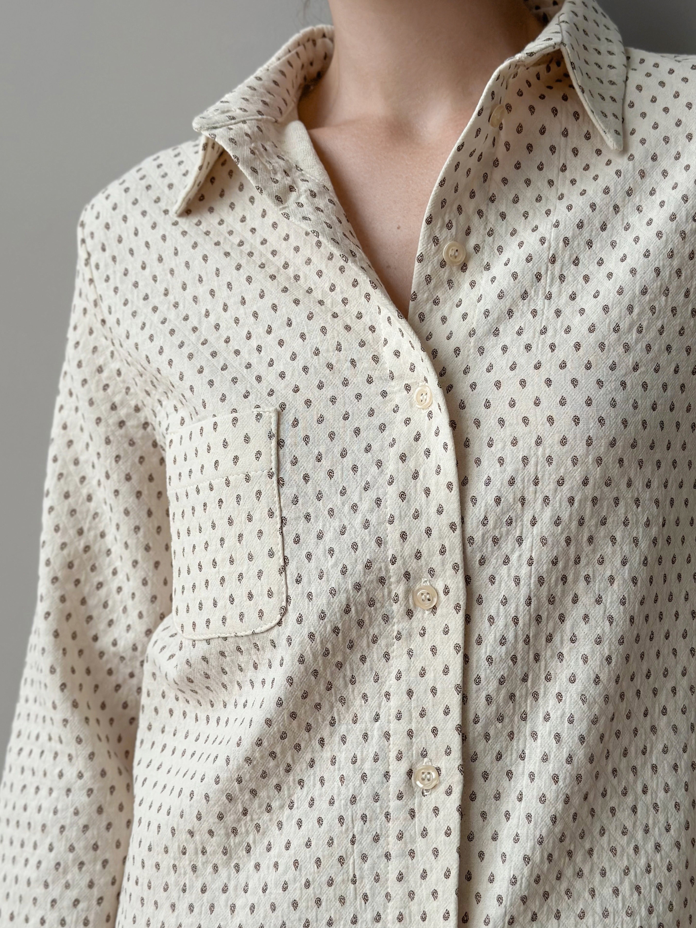 Suit shirt and pants "cotton quilted" milky