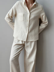 Suit shirt and pants "cotton quilted" milky