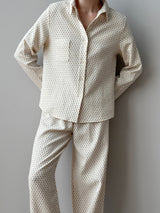 Suit shirt and pants "cotton quilted" milky