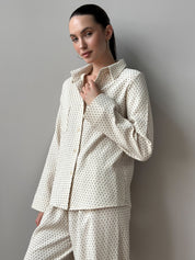 Suit shirt and pants "cotton quilted" milky