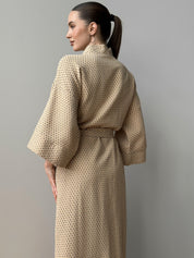 Long Kimono robe "quilted cotton" brown