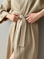 Long Kimono robe "quilted cotton" brown