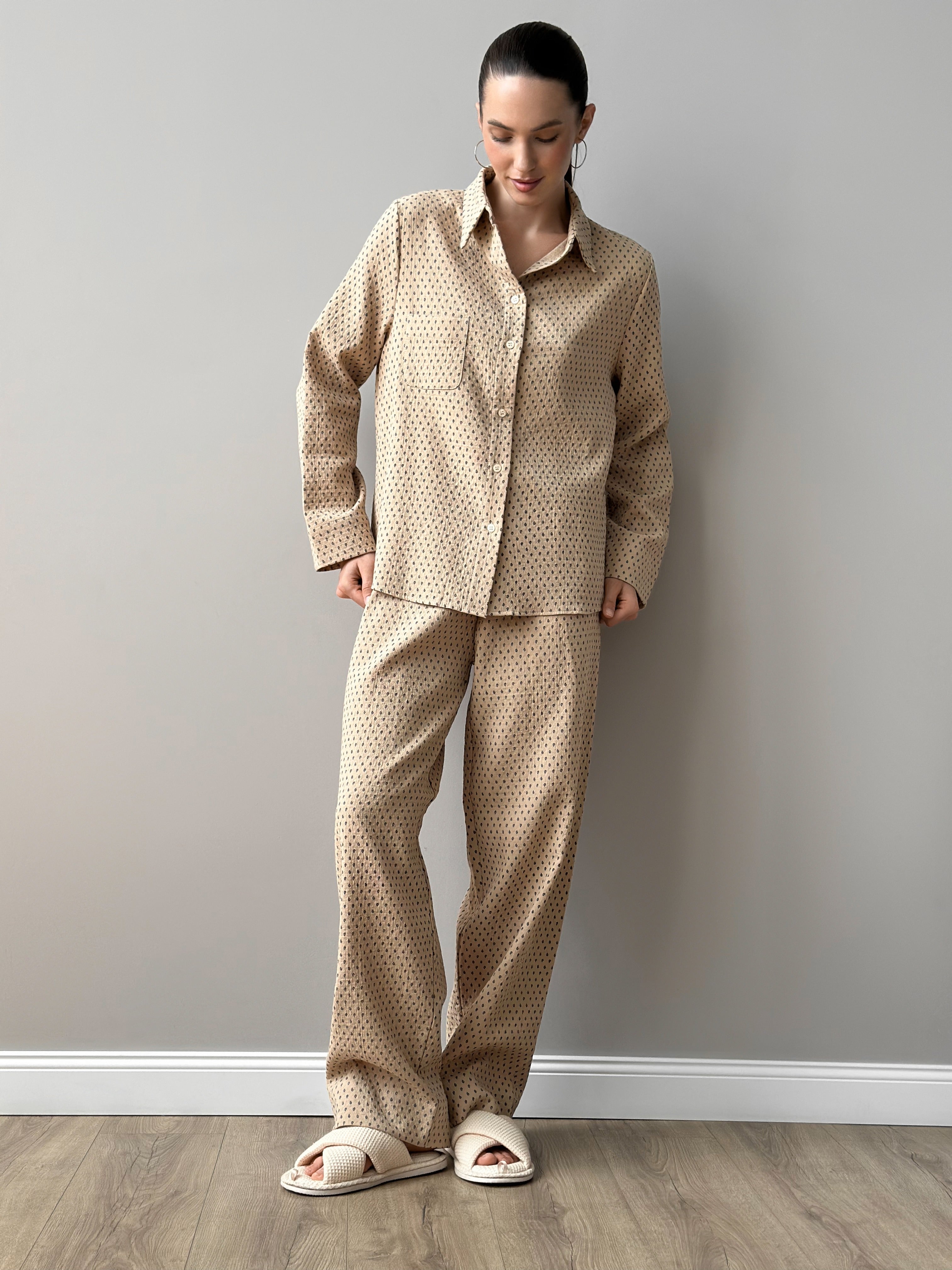 Suit shirt and pants "cotton quilted" brown