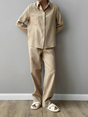 Suit shirt and pants "cotton quilted" brown