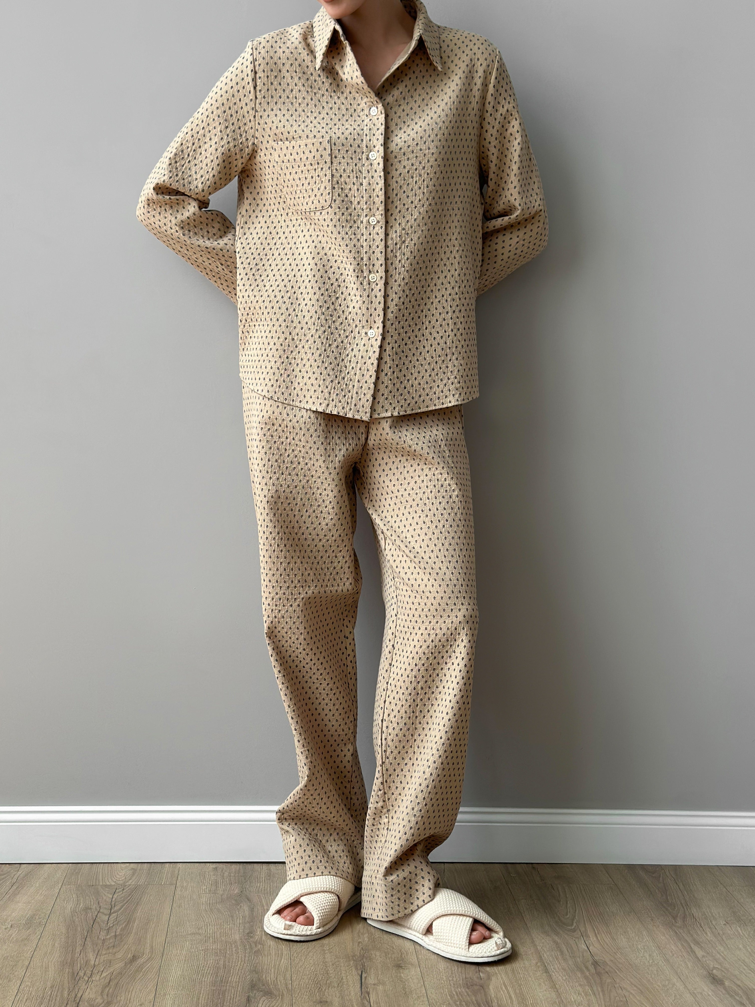 Suit shirt and pants "cotton quilted" brown
