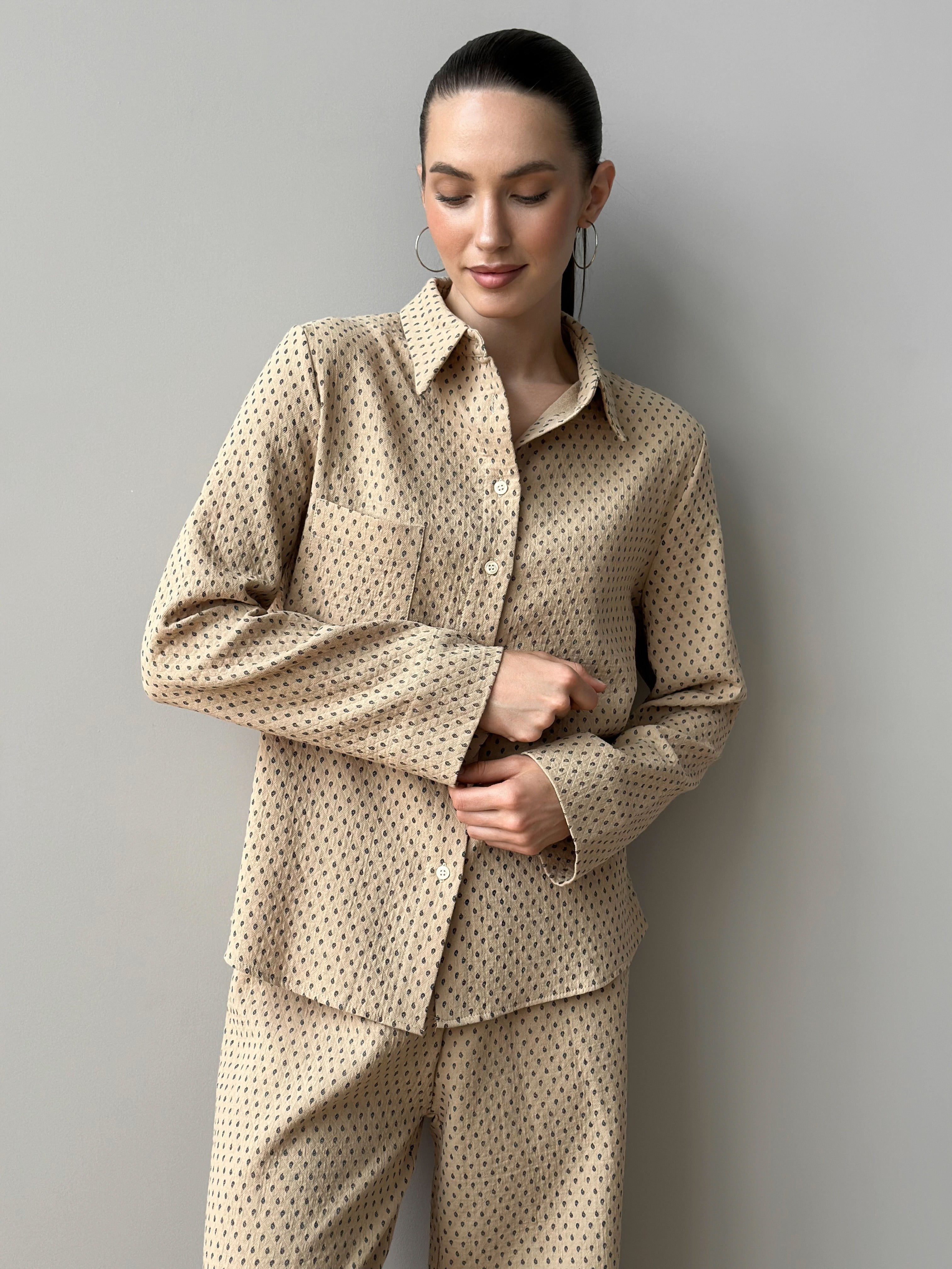 Suit shirt and pants "cotton quilted" brown