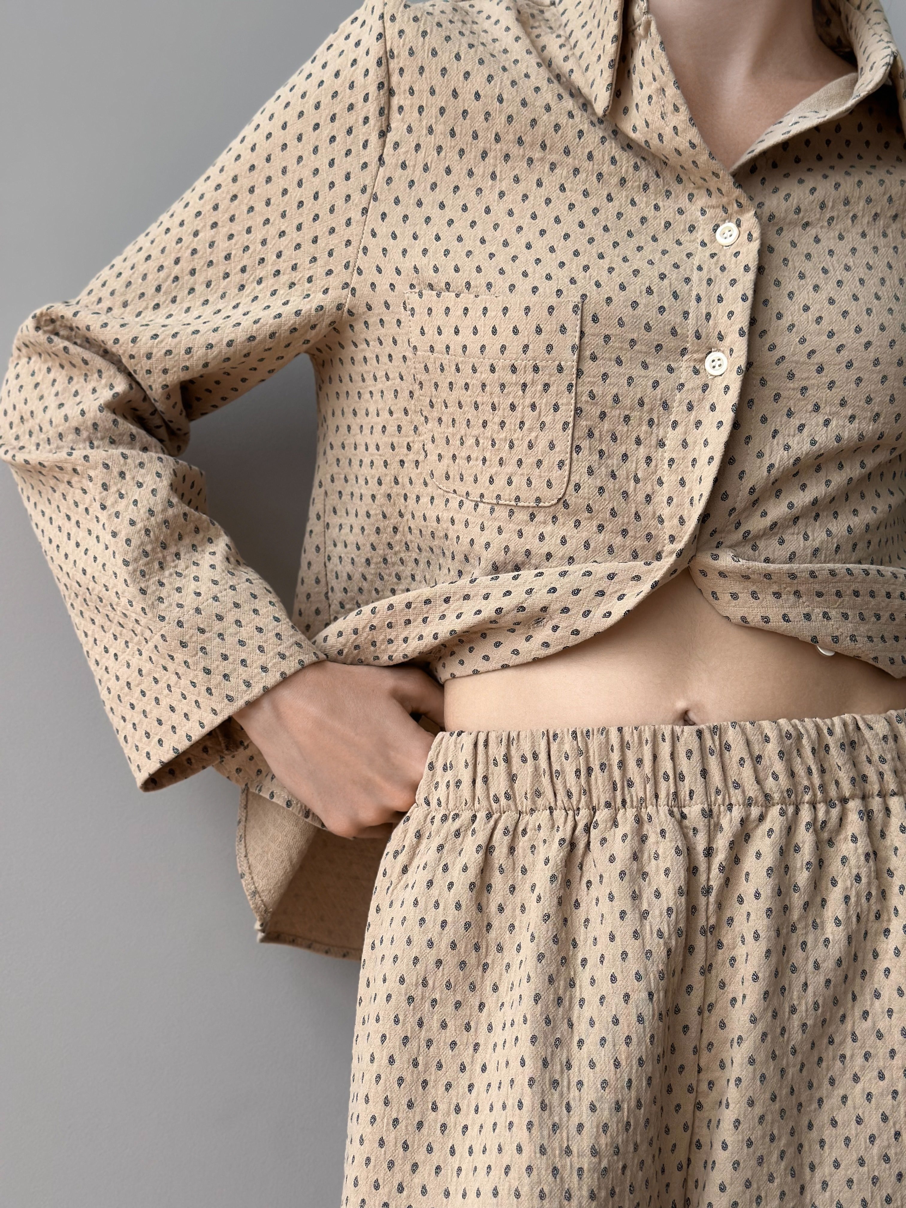 Suit shirt and pants "cotton quilted" brown