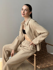 Suit shirt and pants "cotton quilted" brown