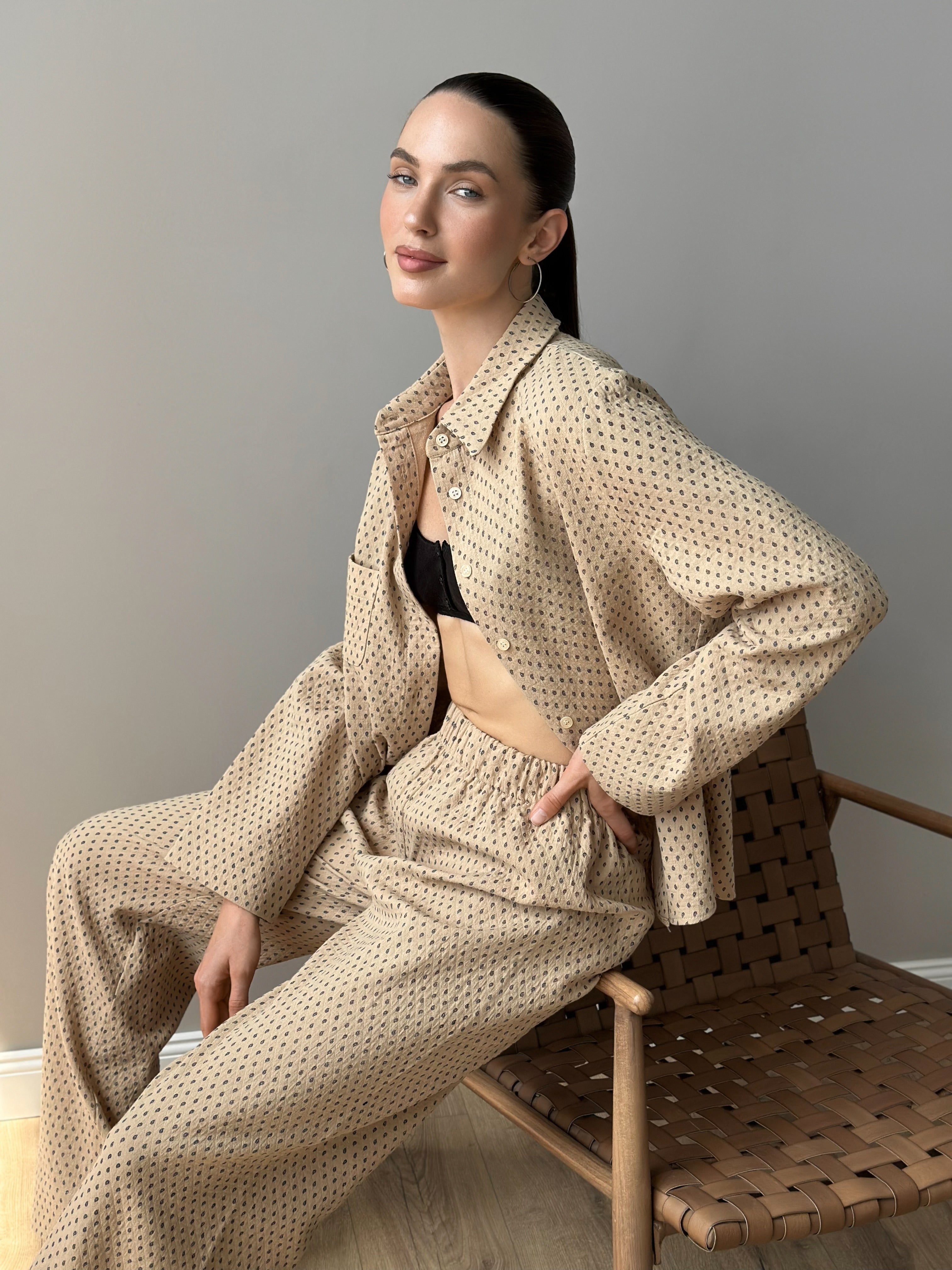 Suit shirt and pants "cotton quilted" brown