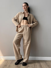 Suit shirt and pants "cotton quilted" brown