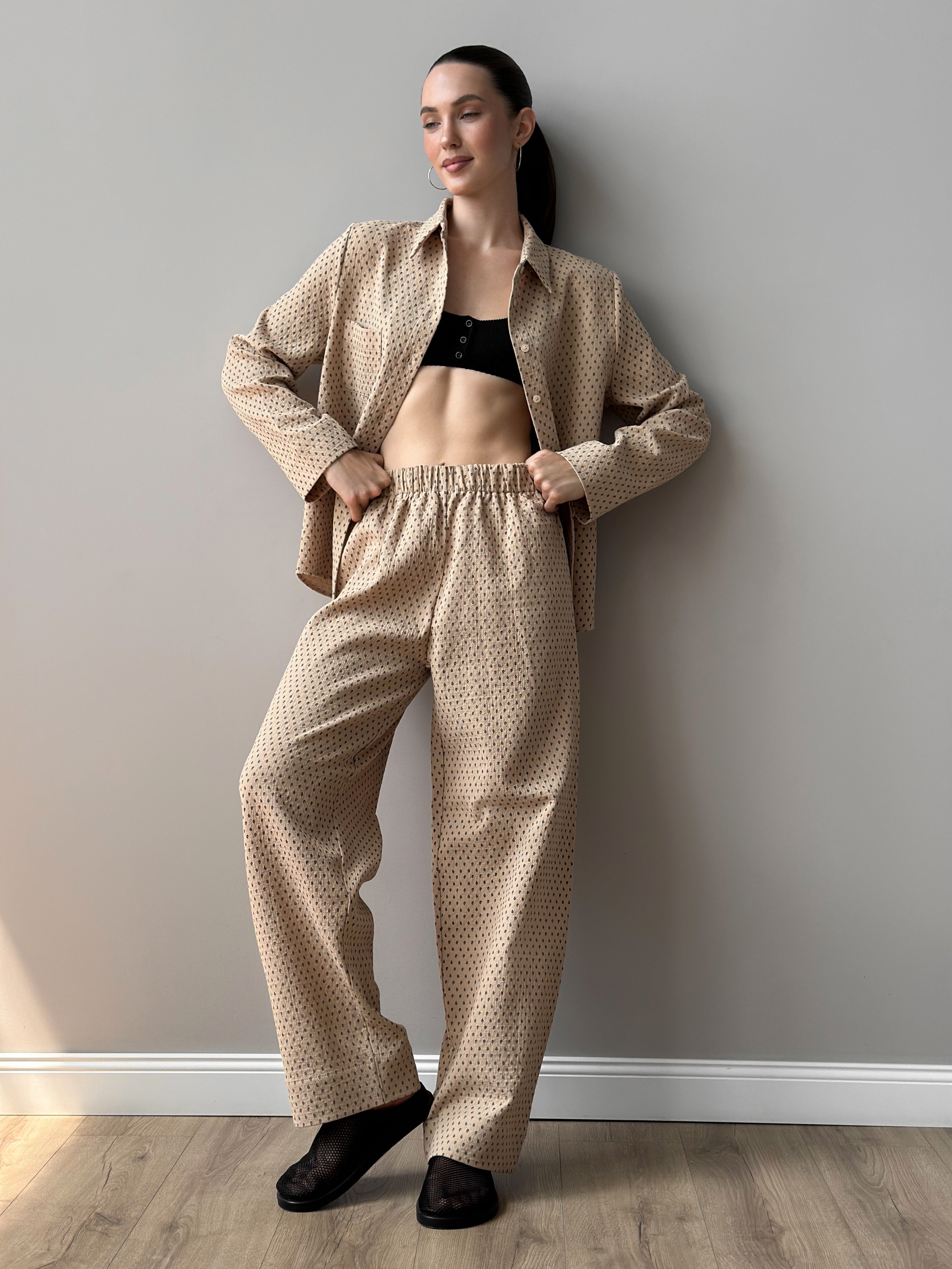 Suit shirt and pants "cotton quilted" brown