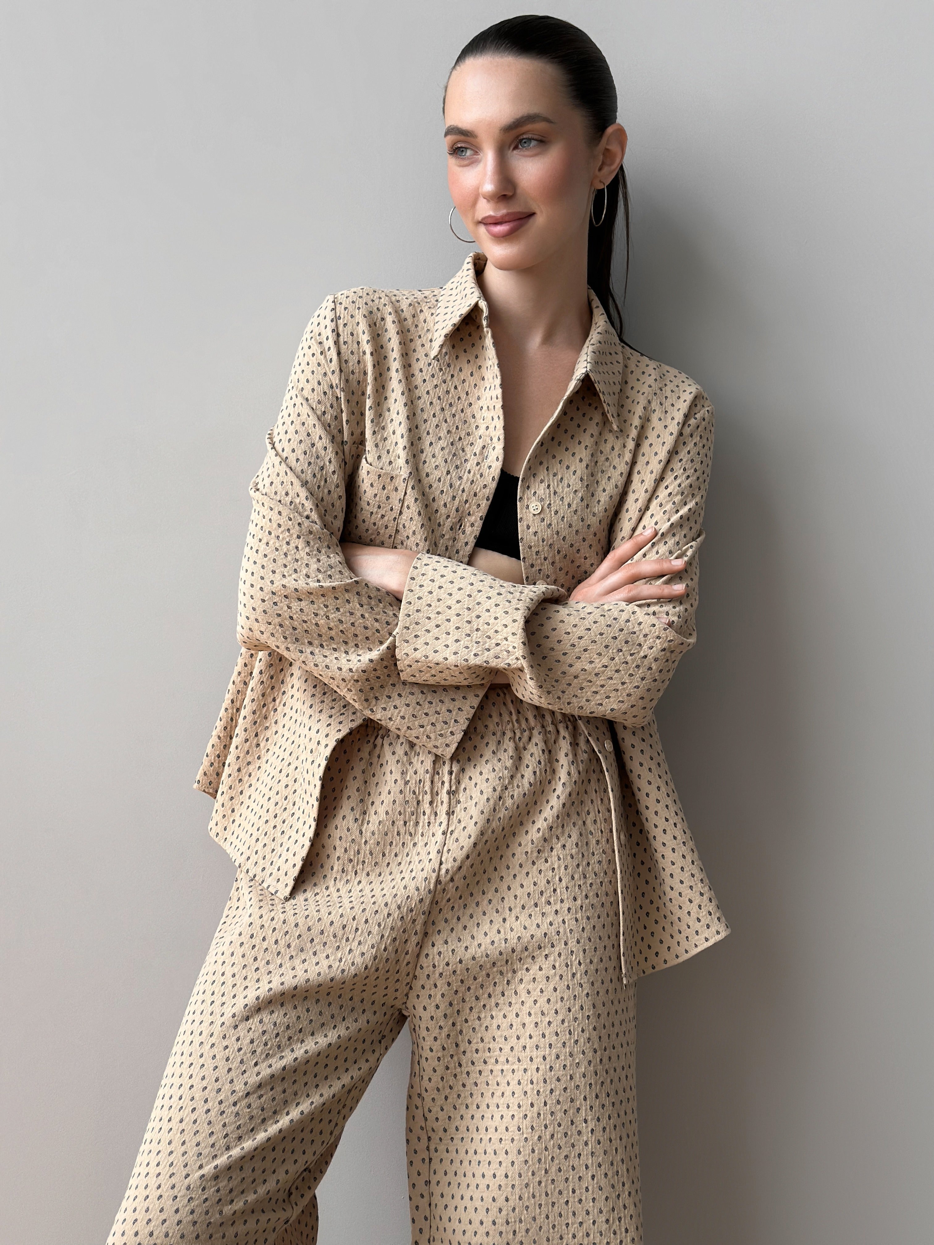 Suit shirt and pants "cotton quilted" brown