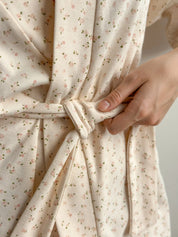 Ribbed bathrobe short smooth knit pink rose