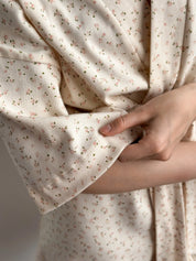 Ribbed bathrobe short smooth knit pink rose
