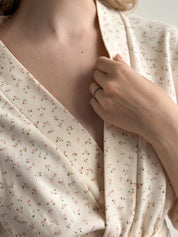 Ribbed bathrobe short smooth knit pink rose