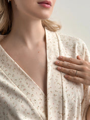Ribbed bathrobe short smooth knit pink rose