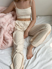 Ribbed strappy top smooth knit pink rose