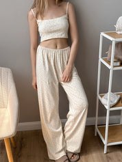 Ribbed strappy top smooth knit pink rose